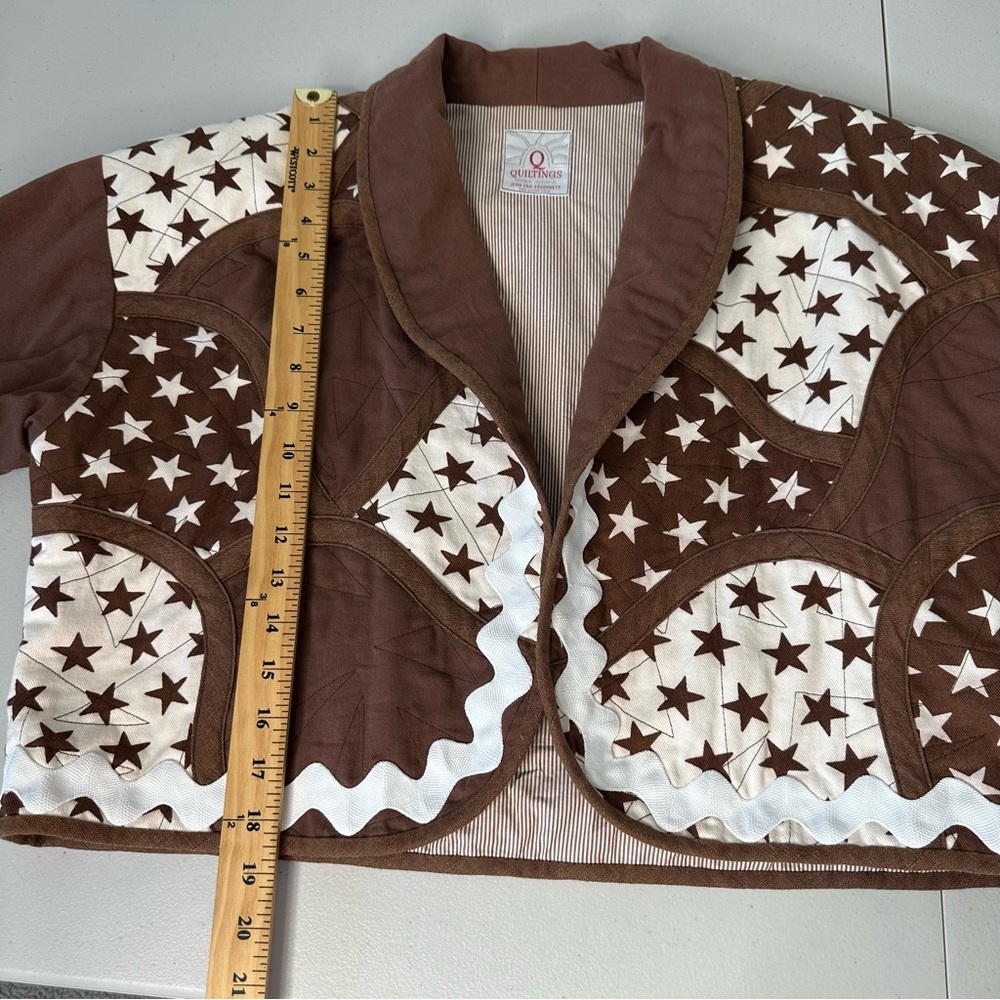 Quilted Patchwork Jacket‎ Brown White Medium Oversized - Picture 6 of 7